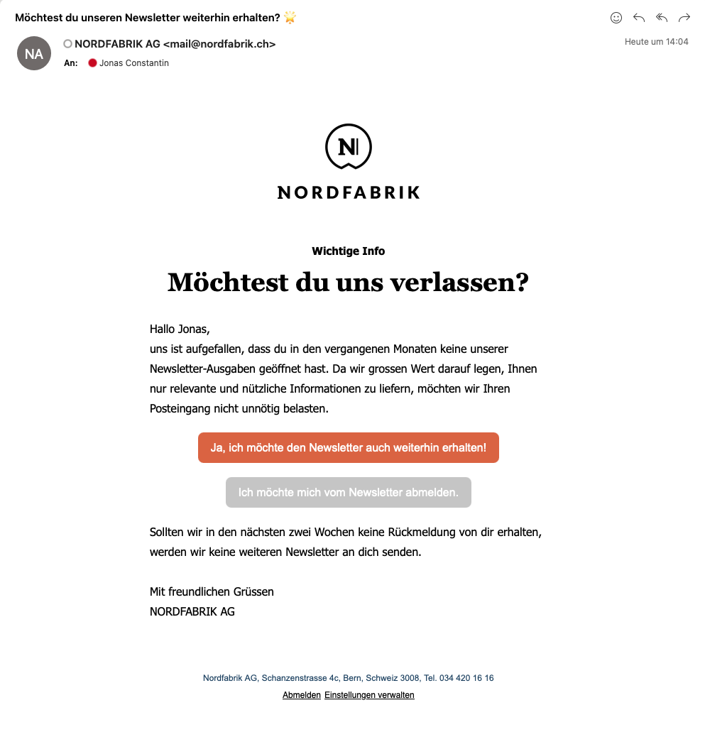 Vorlage einer Re-Engagement-Mail